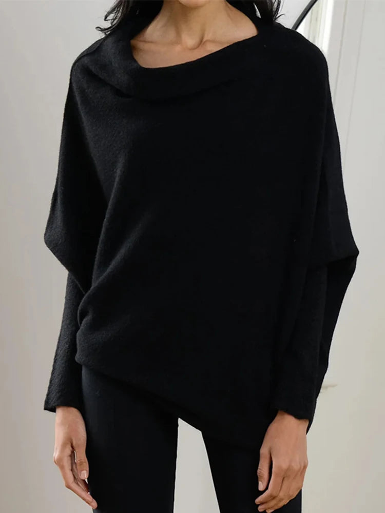 2025 Autumn And Winter New Women's Ribbed Knit Jumper Set Head Casual Bat Sleeve Round Neck Simple Versatile Knitwear Jumper