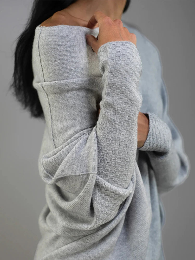 2025 Autumn And Winter New Women's Ribbed Knit Jumper Set Head Casual Bat Sleeve Round Neck Simple Versatile Knitwear Jumper
