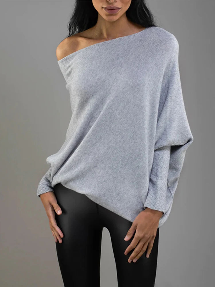 2025 Autumn And Winter New Women's Ribbed Knit Jumper Set Head Casual Bat Sleeve Round Neck Simple Versatile Knitwear Jumper