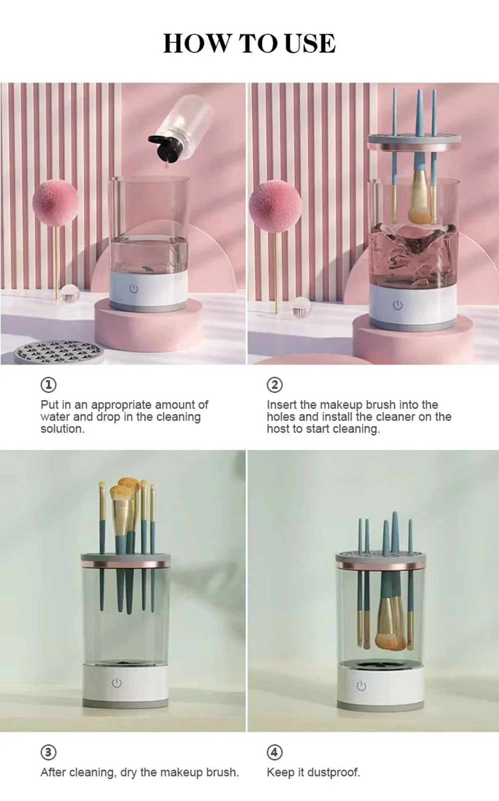 3 In 1 Makeup brush cleaner USB plug-in lazy electric makeup brush cleaner Makeup brush washing and drying machine