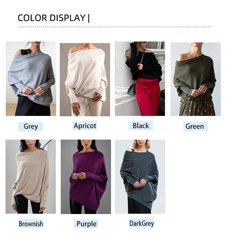 2025 Autumn And Winter New Women's Ribbed Knit Jumper Set Head Casual Bat Sleeve Round Neck Simple Versatile Knitwear Jumper